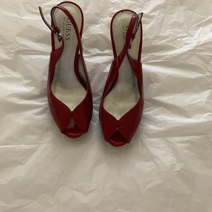 Guess Red Open Toe Heels